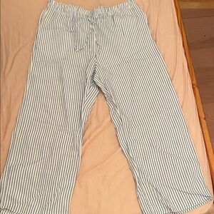 H&M Blue and White Striped Wide Leg Pants